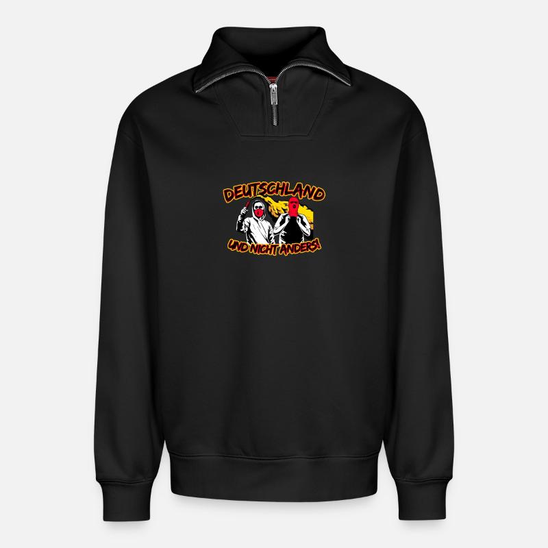 Germany and not otherwise UPDATE - Relaxed Unisex Organic Half Zip Sweatshirt – by SPREAD - black