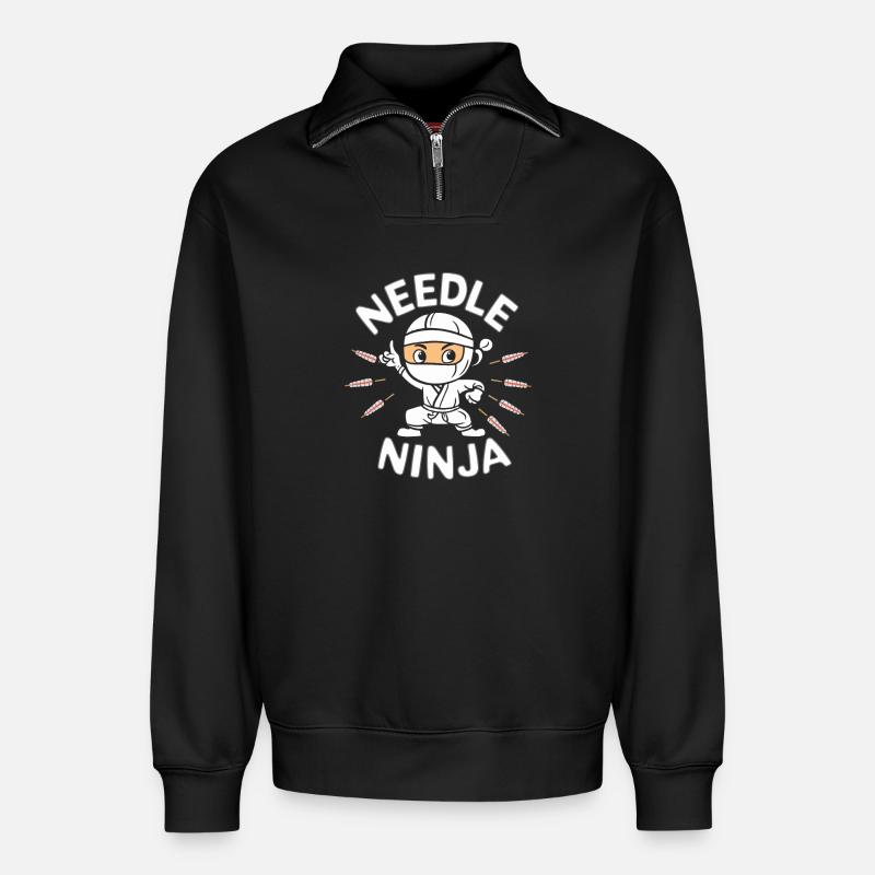 Akkupunktur - Relaxed Unisex Organic Half Zip Sweatshirt – von SPREAD - Schwarz