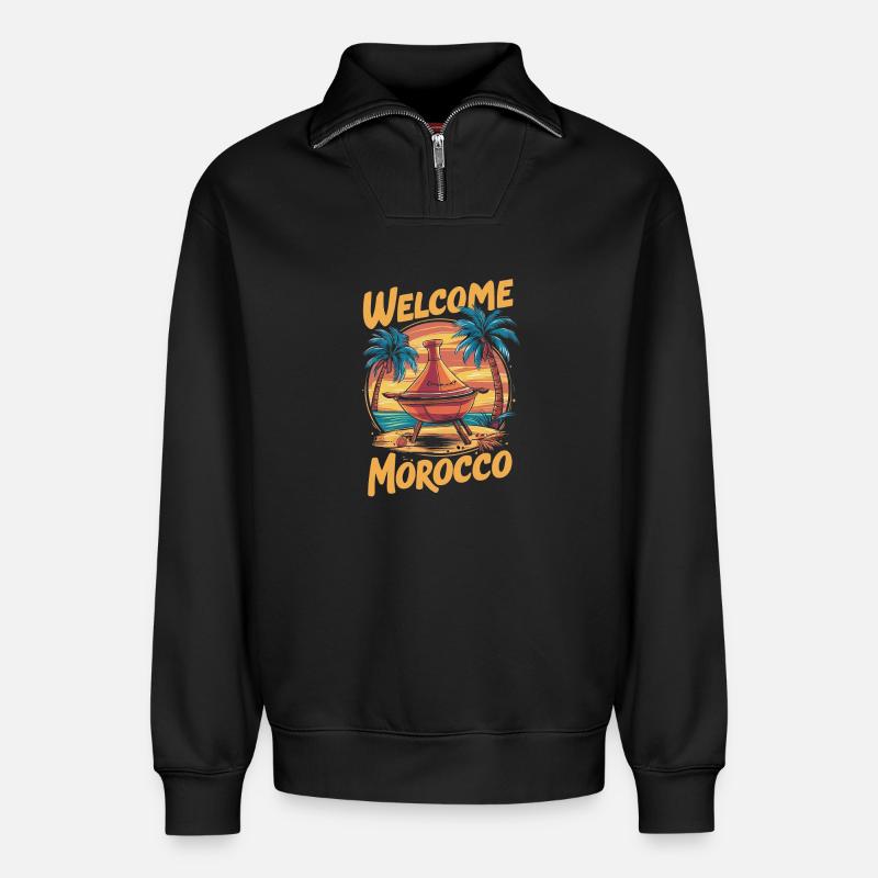 Willkommen bei Morocco Dreamfire - Relaxed Unisex Organic Half Zip Sweatshirt – von SPREAD - Schwarz