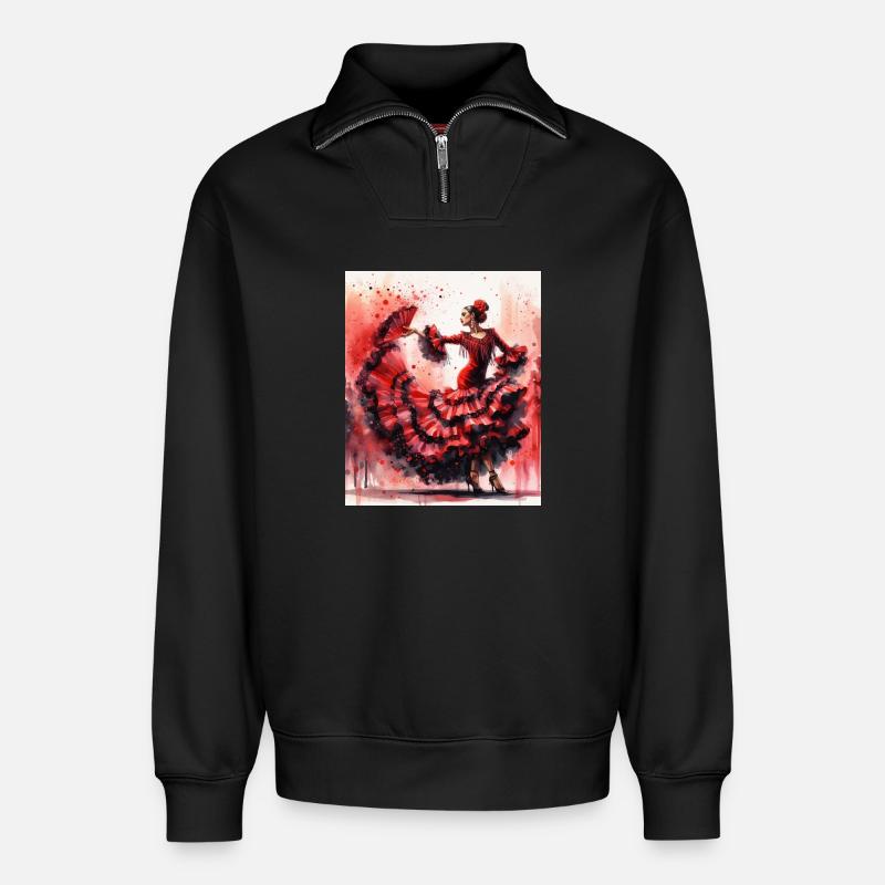 Die Leidenschaft der Flamenco-Tänzer - Relaxed Unisex Organic Half Zip Sweatshirt – von SPREAD - Schwarz