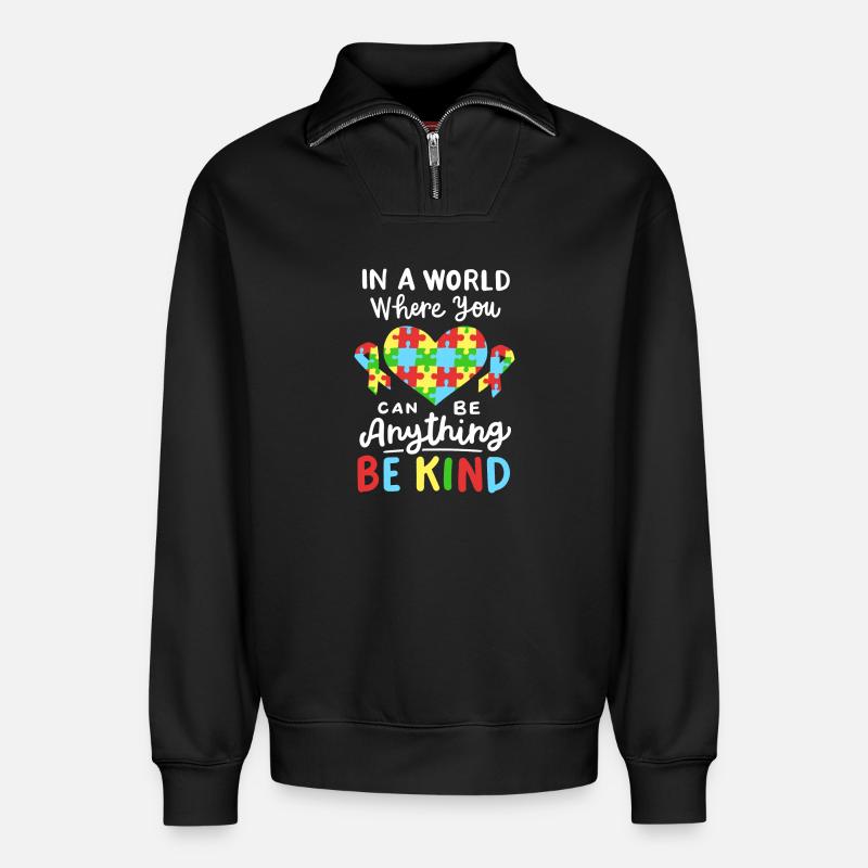 Autismus Bewusstsein - Relaxed Unisex Organic Half Zip Sweatshirt – von SPREAD - Schwarz