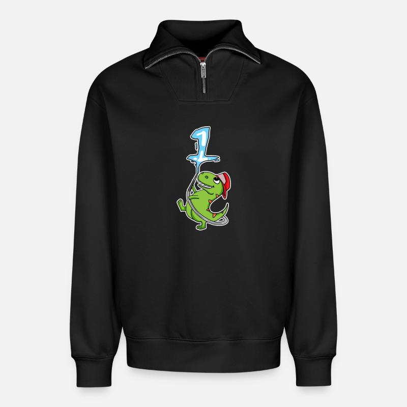 Numéro 1 - Sweat unisexe décontracté en coton biologique à demi-zip – de SPREAD - noir
