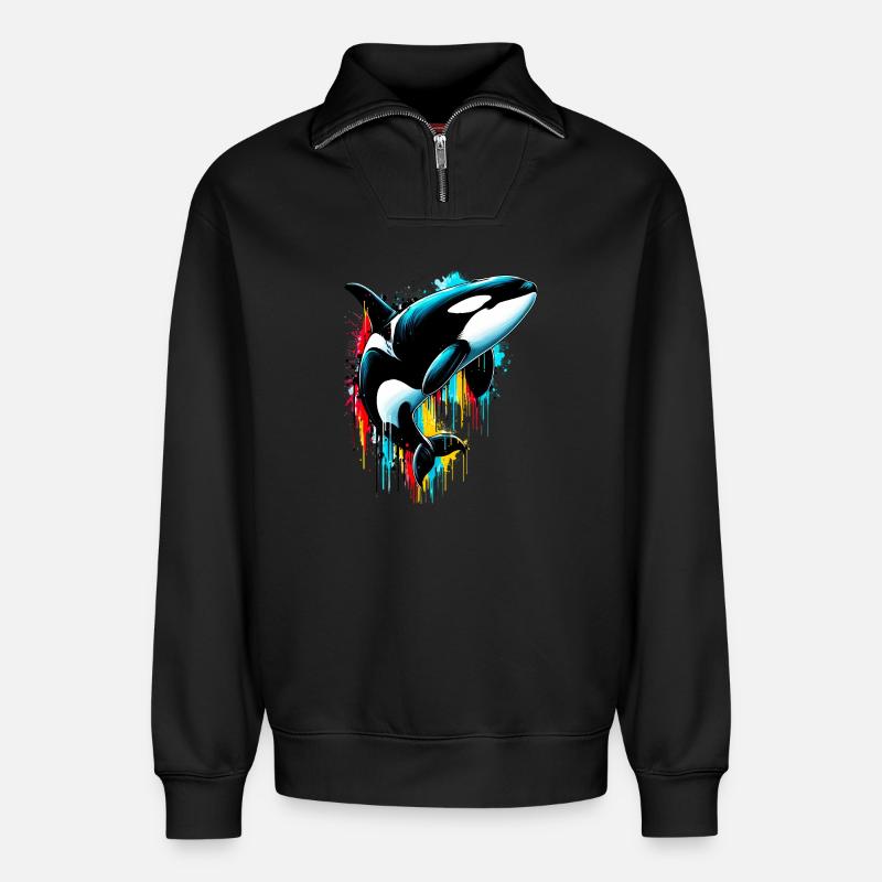 Orque - Sweat unisexe décontracté en coton biologique à demi-zip – de SPREAD - noir