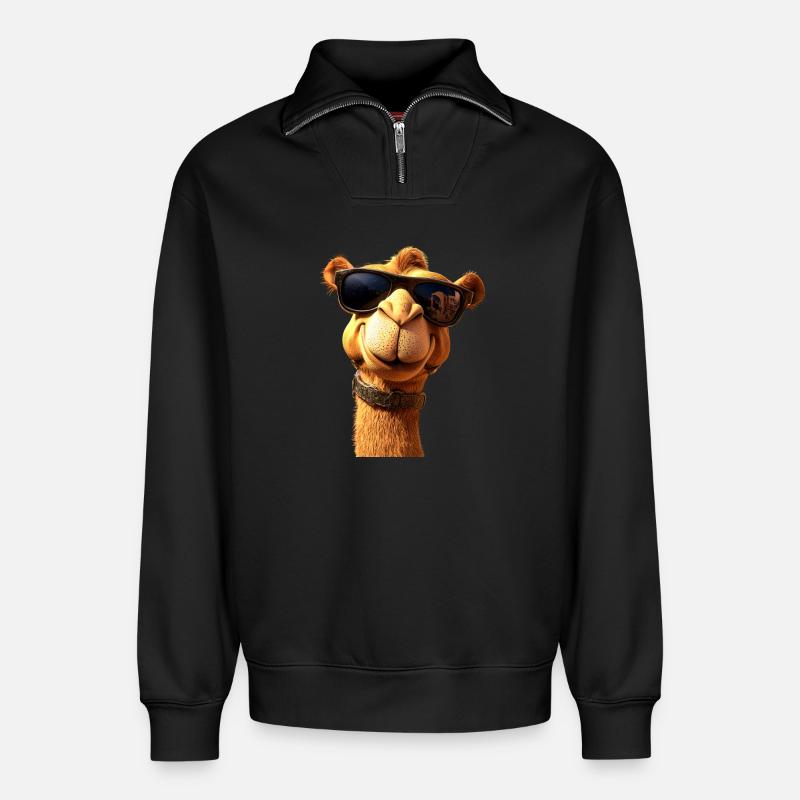 Kamel Dromedar Trampeltier Camel Geschenk Kamele - Relaxed Unisex Organic Half Zip Sweatshirt – von SPREAD - Schwarz