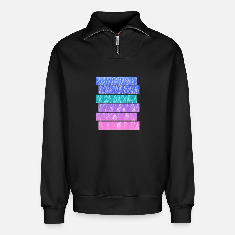 Fir - Relaxed Unisex Organic Half Zip Sweatshirt – by SPREAD - black