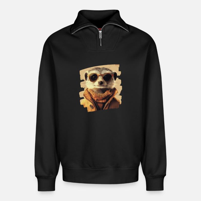 Erdmännchen - Relaxed Unisex Organic Half Zip Sweatshirt – von SPREAD - Schwarz