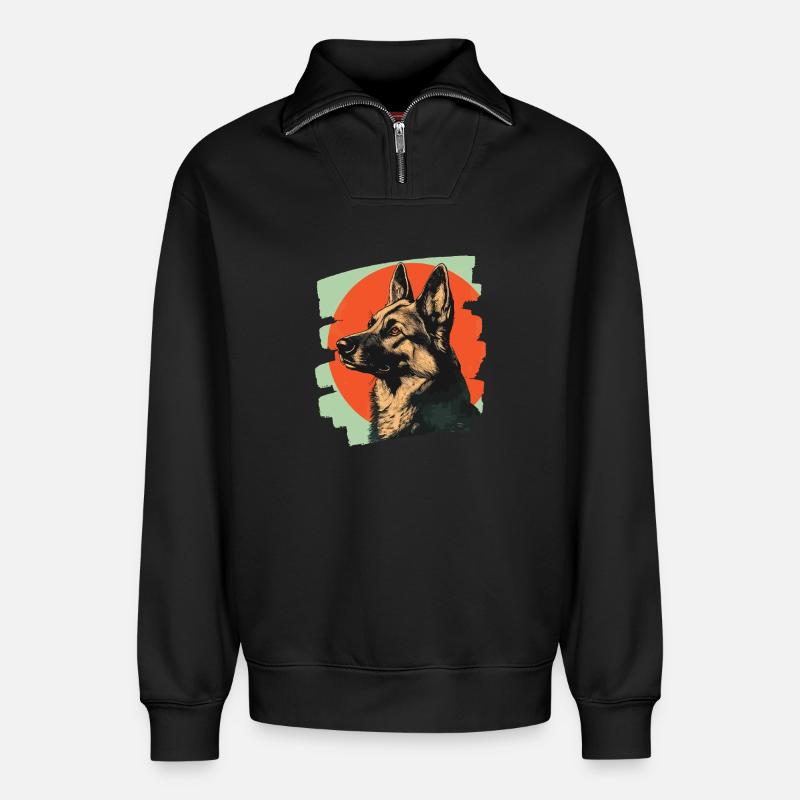 Schäferhund - Relaxed Unisex Organic Half Zip Sweatshirt – von SPREAD - Schwarz