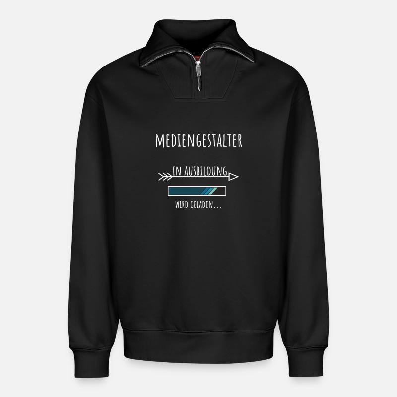 Mediengestalter Ausbildung Beruf Geschenk - Relaxed Unisex Organic Half Zip Sweatshirt – von SPREAD - Schwarz
