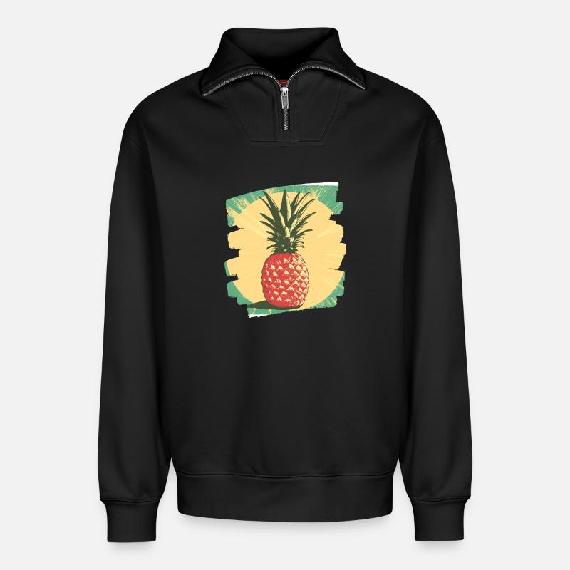 Pineapple - Relaxed Unisex Organic Half Zip Sweatshirt – by SPREAD - black