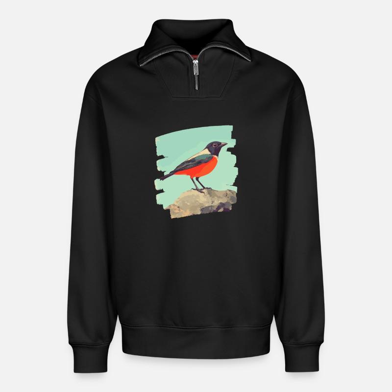 Kanarienvogel - Relaxed Unisex Organic Half Zip Sweatshirt – von SPREAD - Schwarz
