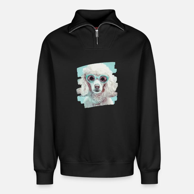 Pudel - Relaxed Unisex Organic Half Zip Sweatshirt – von SPREAD - Schwarz