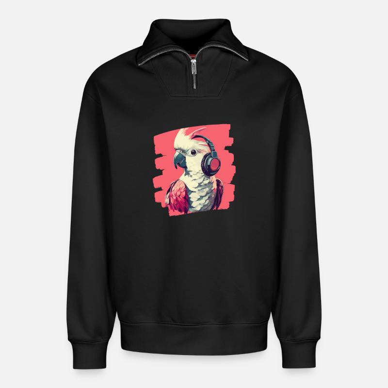 Kakadu - Relaxed Unisex Organic Half Zip Sweatshirt – von SPREAD - Schwarz