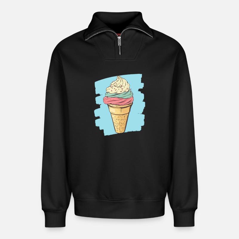 Eiscreme Eis - Relaxed Unisex Organic Half Zip Sweatshirt – von SPREAD - Schwarz