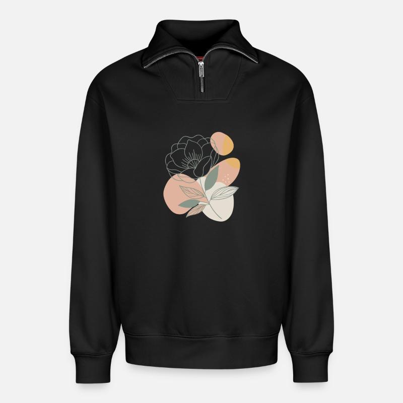 Blumen - Frühling - Sommer - Spruch - Relaxed Unisex Organic Half Zip Sweatshirt – von SPREAD - Schwarz