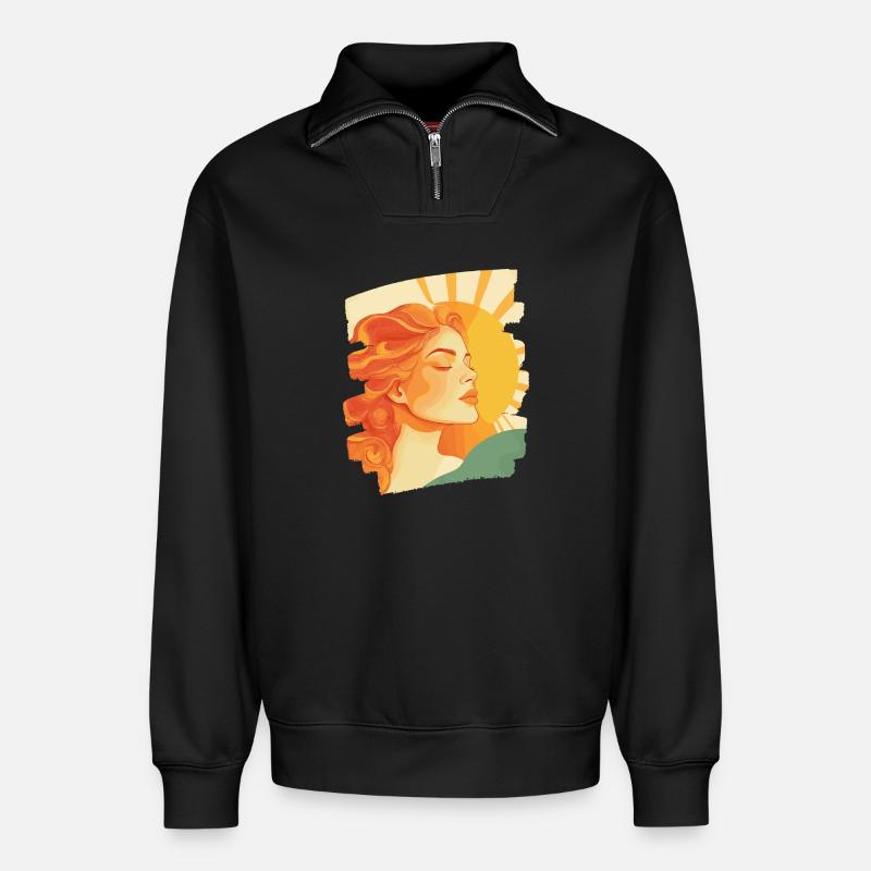 Sommer Sonne Retro - Relaxed Unisex Organic Half Zip Sweatshirt – von SPREAD - Schwarz