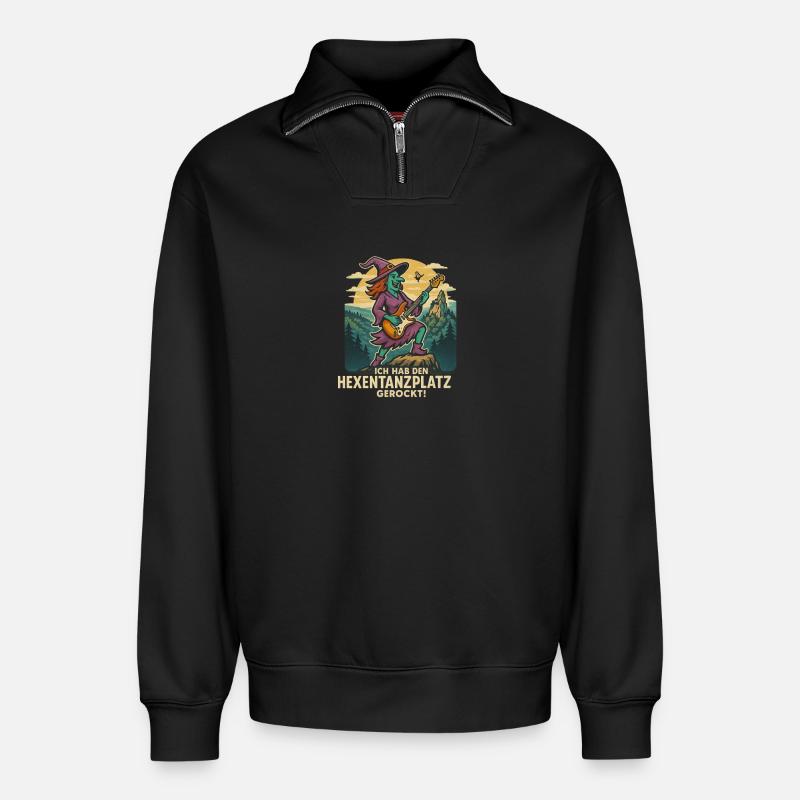 Hexentanz Rock auf Hexentanzplatz - Relaxed Unisex Organic Half Zip Sweatshirt – von SPREAD - Schwarz