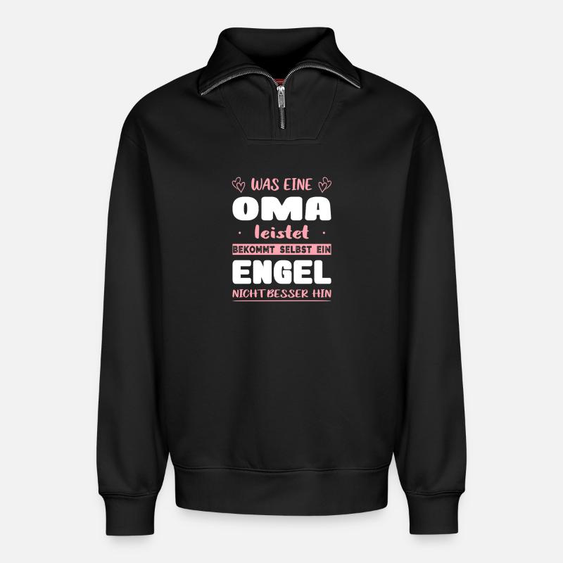 Oma Geschenke Weihnachtsgeschenke Großmutter - Relaxed Unisex Organic Half Zip Sweatshirt – von SPREAD - Schwarz