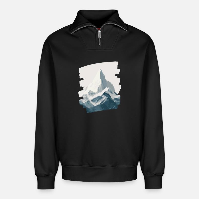 Berge Klettern Kletterer Wandern - Relaxed Unisex Organic Half Zip Sweatshirt – von SPREAD - Schwarz