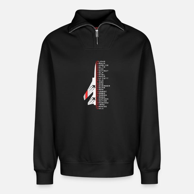 Phonetic alphabet - Relaxed Unisex Organic Half Zip Sweatshirt – von SPREAD - Schwarz