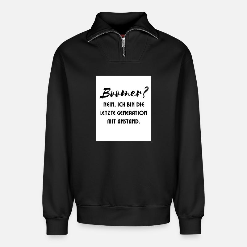 Generation mit Stil Spruch - Relaxed Unisex Organic Half Zip Sweatshirt – von SPREAD - Schwarz