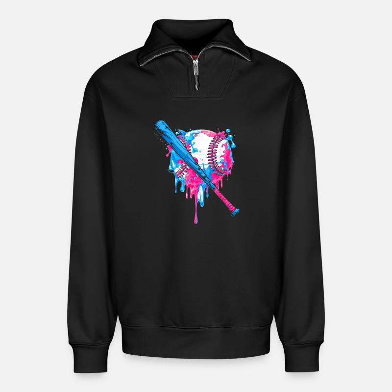 Lebendiges Baseball-Herz-Splash-Design - Relaxed Unisex Organic Half Zip Sweatshirt – von SPREAD - Schwarz
