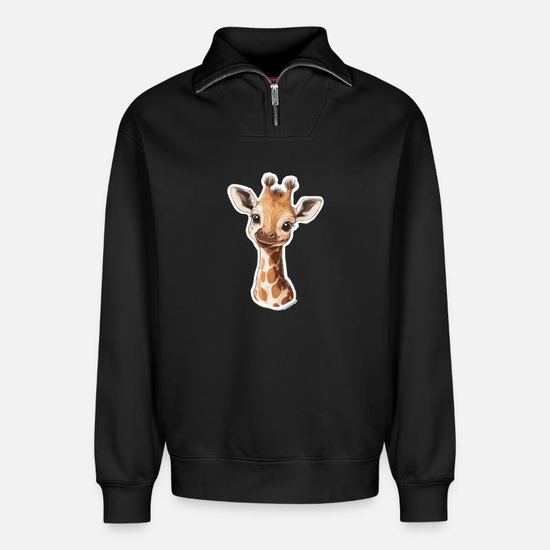 Giraffe - Relaxed Unisex Organic Half Zip Sweatshirt – von SPREAD - Schwarz