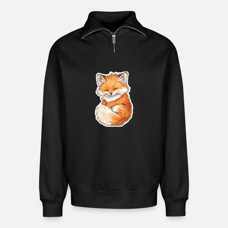 Renard - Sweat unisexe décontracté en coton biologique à demi-zip – de SPREAD - noir