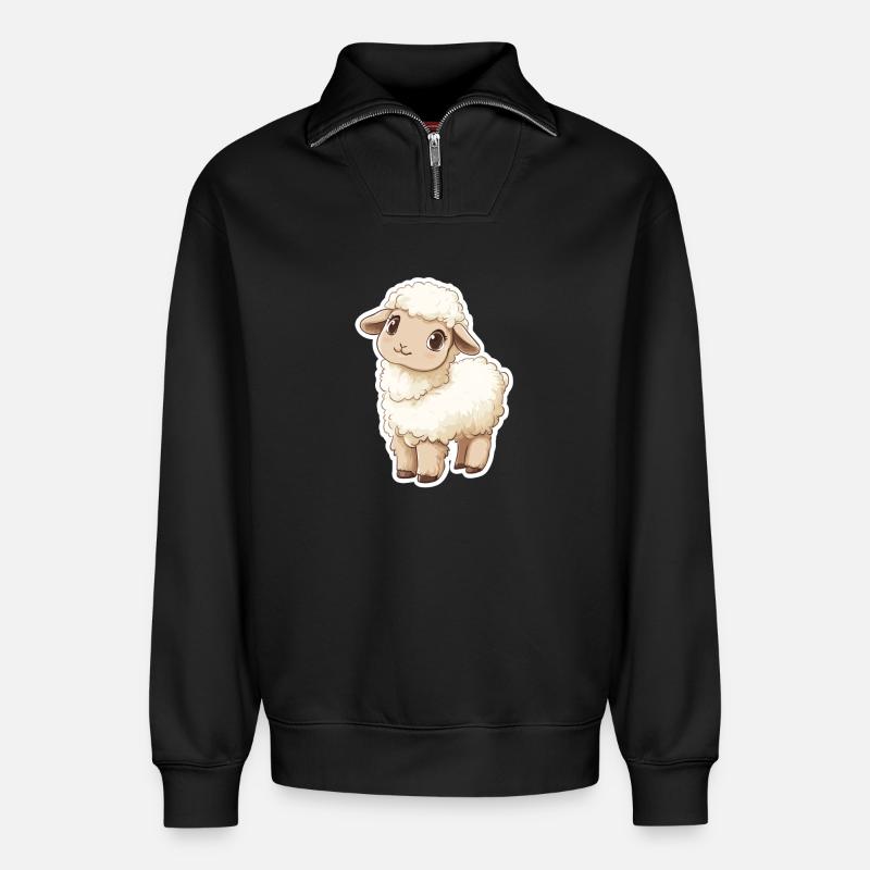 Schaf - Relaxed Unisex Organic Half Zip Sweatshirt – von SPREAD - Schwarz