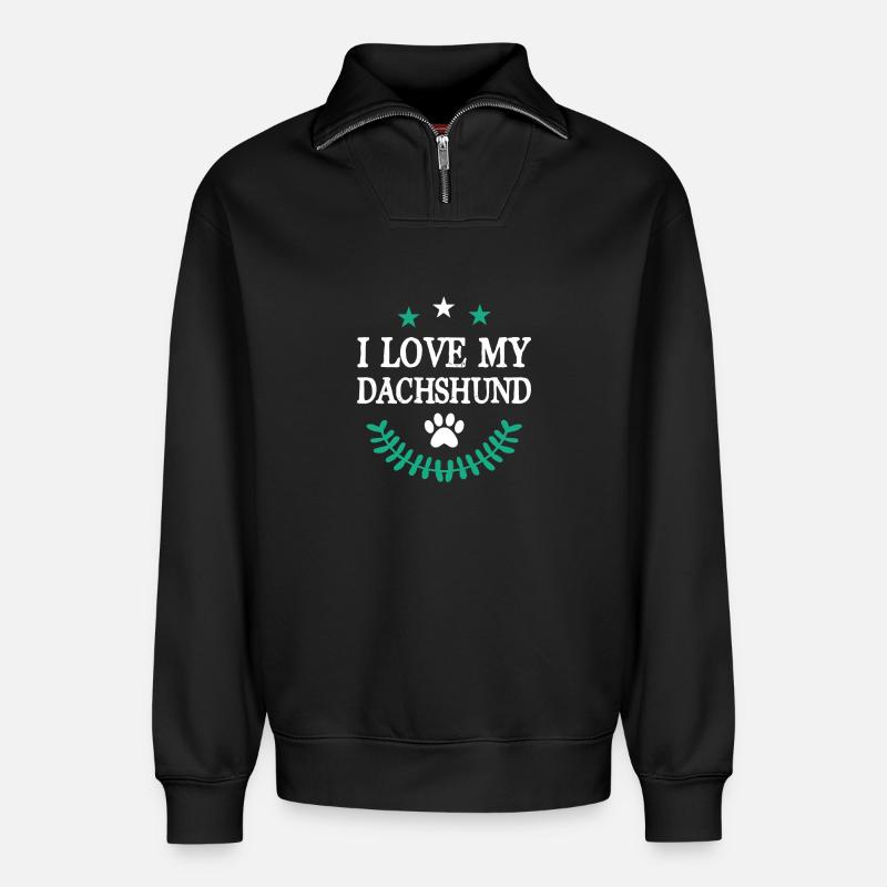 DACHSHUND - Relaxed Unisex Organic Half Zip Sweatshirt – von SPREAD - Schwarz