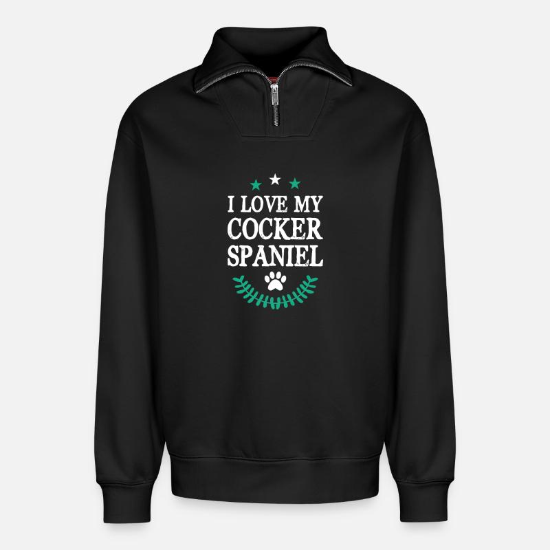 COCKER_SPANIEL - Relaxed Unisex Organic Half Zip Sweatshirt – von SPREAD - Schwarz
