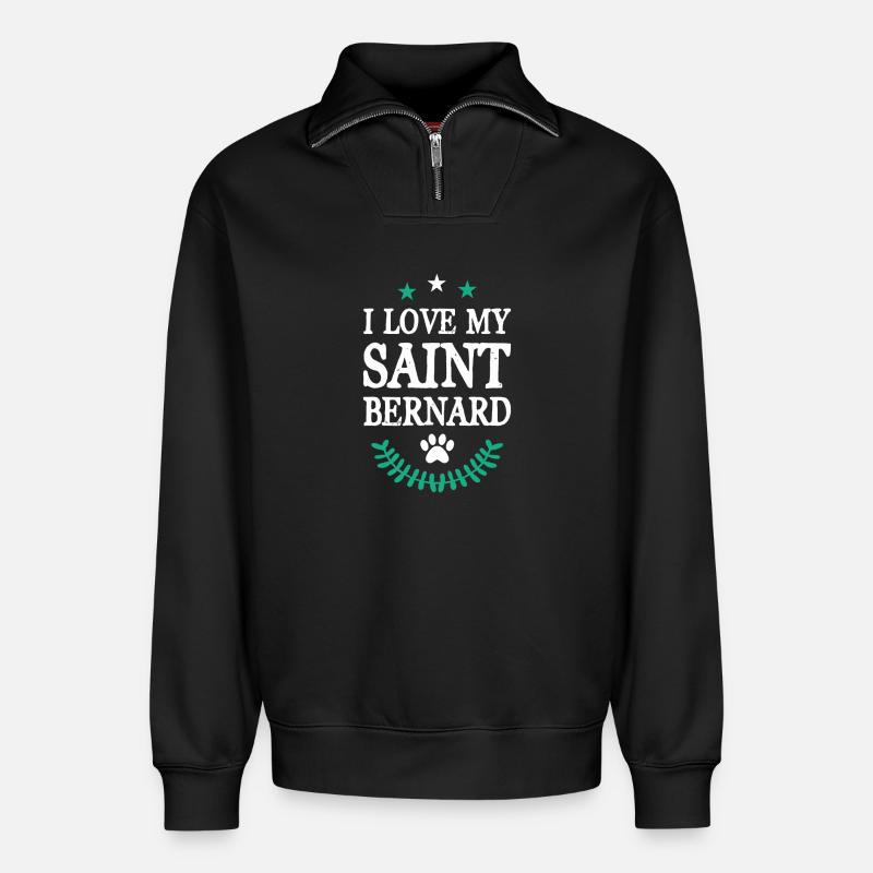 SAINT_BERNARD - Relaxed Unisex Organic Half Zip Sweatshirt – von SPREAD - Schwarz