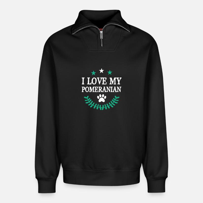 POMERANIAN - Relaxed Unisex Organic Half Zip Sweatshirt – von SPREAD - Schwarz