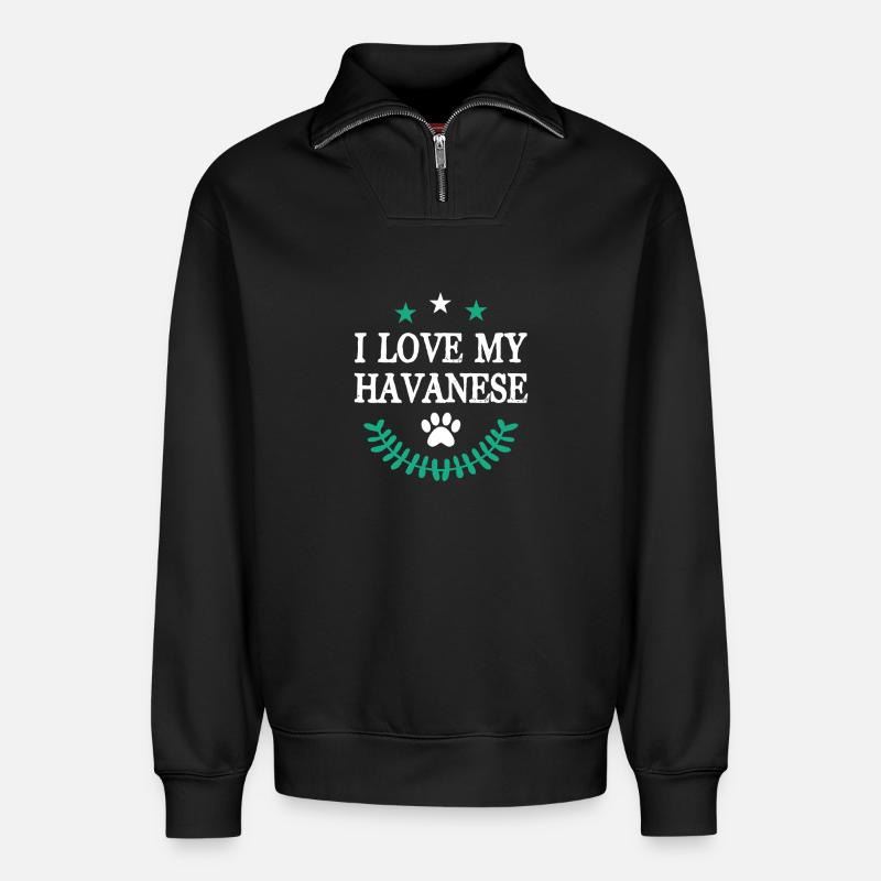 Havanese - Relaxed Unisex Organic Half Zip Sweatshirt – by SPREAD - black
