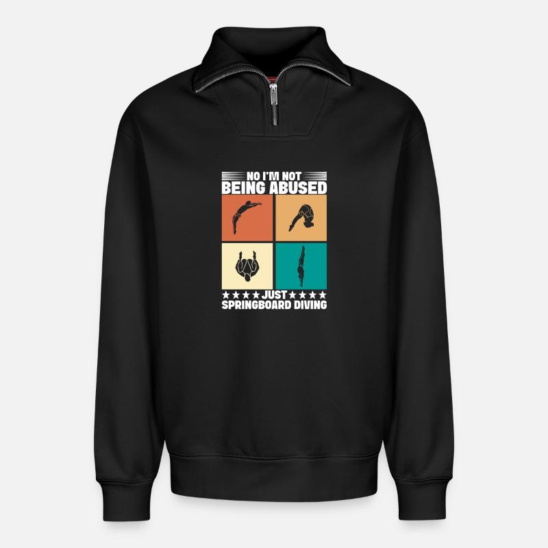 Kunstspringen Turmspringer Sprungbrett - Relaxed Unisex Organic Half Zip Sweatshirt – von SPREAD - Schwarz
