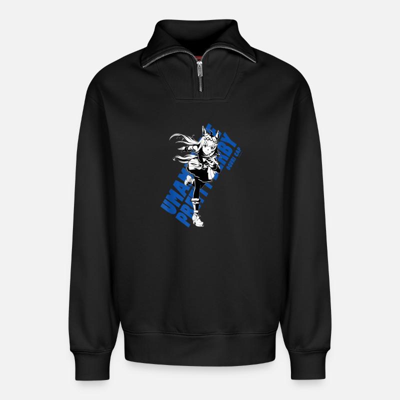 Manga-Heldin mit dynamischem Stil - Relaxed Unisex Organic Half Zip Sweatshirt – von SPREAD - Schwarz