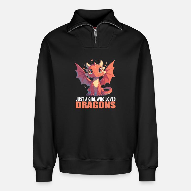 Drachen Drache - Relaxed Unisex Organic Half Zip Sweatshirt – von SPREAD - Schwarz