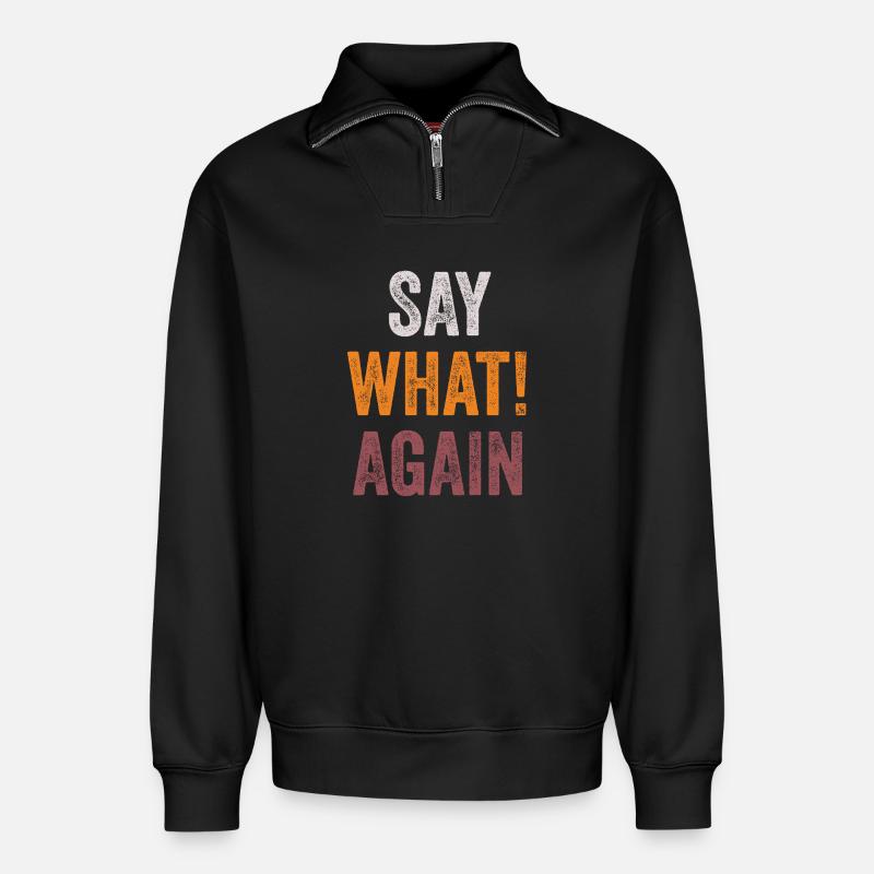 Pulp Fiction - Sag was! Wieder - Relaxed Unisex Organic Half Zip Sweatshirt – von SPREAD - Schwarz