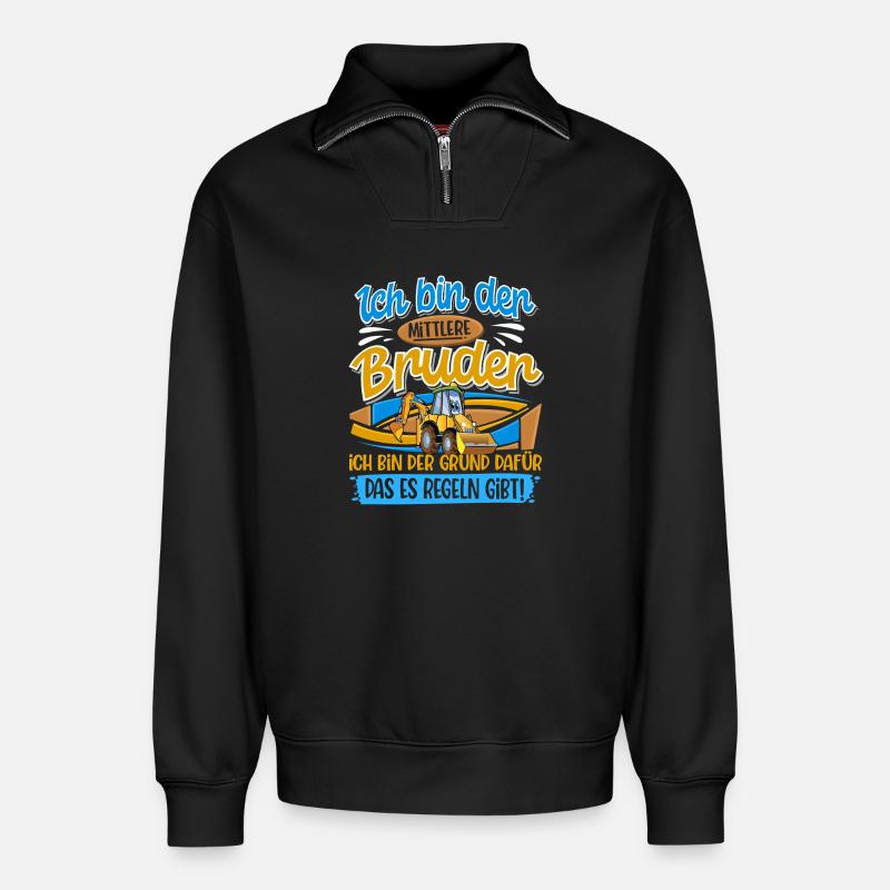 Bagger Mittlerer Bruder Geschwister - Relaxed Unisex Organic Half Zip Sweatshirt – von SPREAD - Schwarz