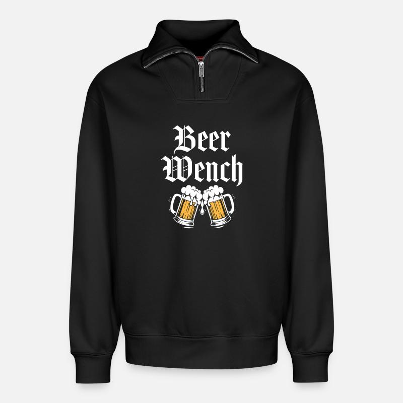 Bierweibchen - Relaxed Unisex Organic Half Zip Sweatshirt – von SPREAD - Schwarz