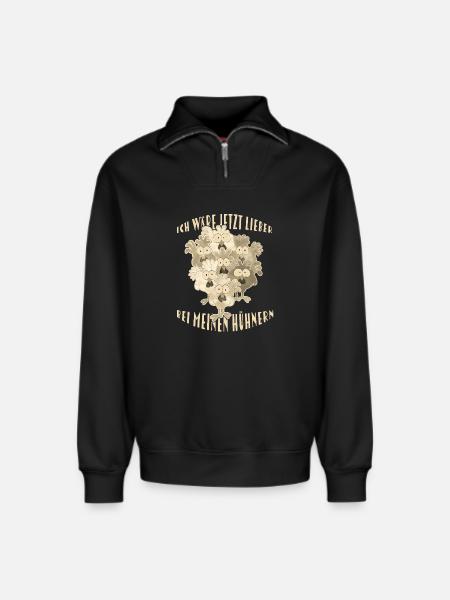 Chickens Saying - Relaxed Unisex Organic Half Zip Sweatshirt – by SPREAD - black