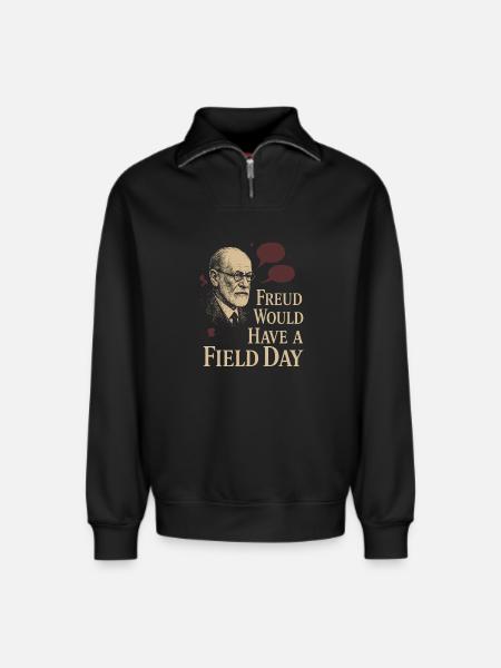 Future psychologist diagnose me - Relaxed Unisex Organic Half Zip Sweatshirt – by SPREAD - black