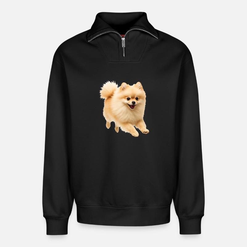 Zwergspitz - Relaxed Unisex Organic Half Zip Sweatshirt – von SPREAD - Schwarz