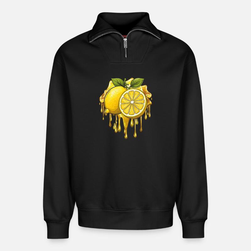 lemon - Relaxed Unisex Organic Half Zip Sweatshirt – by SPREAD - black