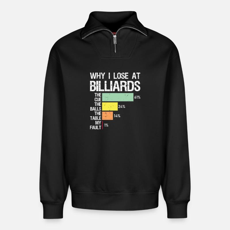 why I lose at billiards - Relaxed Unisex Organic Half Zip Sweatshirt – von SPREAD - Schwarz