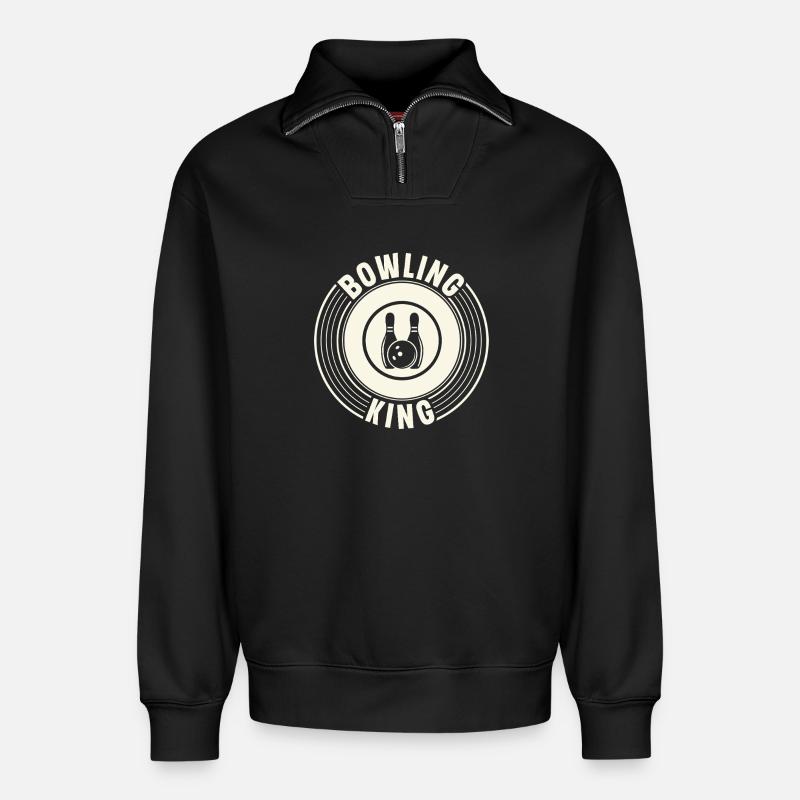 Bowling - Relaxed Unisex Organic Half Zip Sweatshirt – von SPREAD - Schwarz