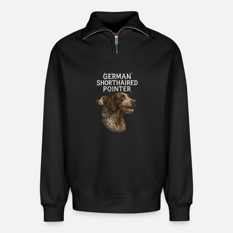 German Shorthaired Pointer - Relaxed Unisex Organic Half Zip Sweatshirt – by SPREAD - black