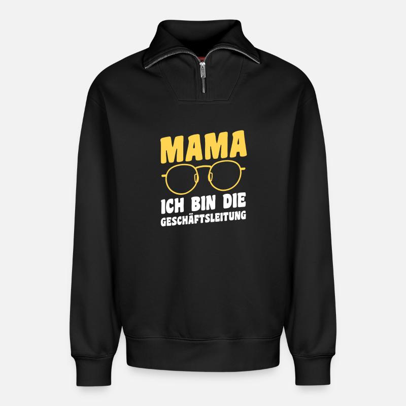 Papa Techniker Vater - Relaxed Unisex Organic Half Zip Sweatshirt – von SPREAD - Schwarz