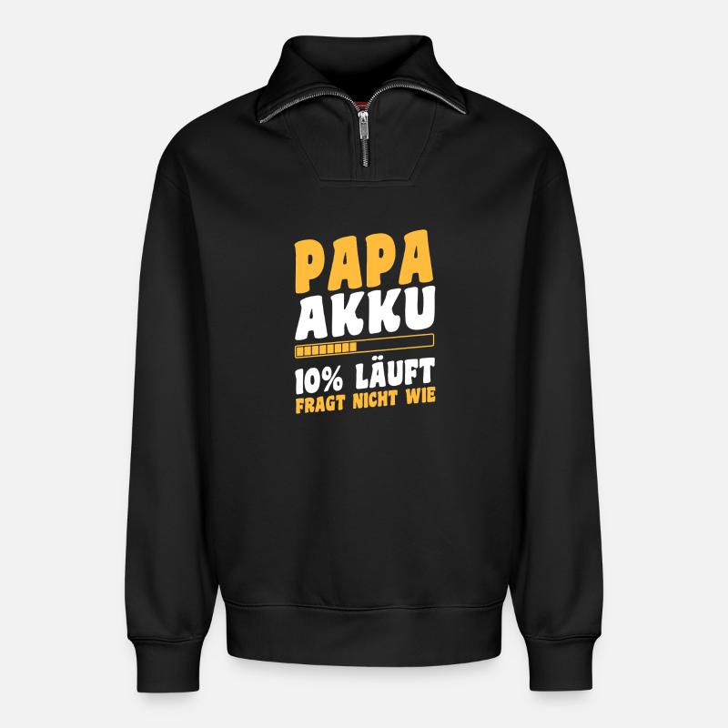 Tochter Sohn - Relaxed Unisex Organic Half Zip Sweatshirt – von SPREAD - Schwarz