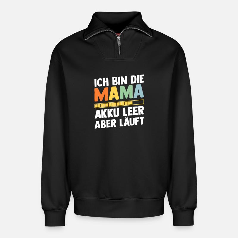 Vater Team Papa - Relaxed Unisex Organic Half Zip Sweatshirt – von SPREAD - Schwarz
