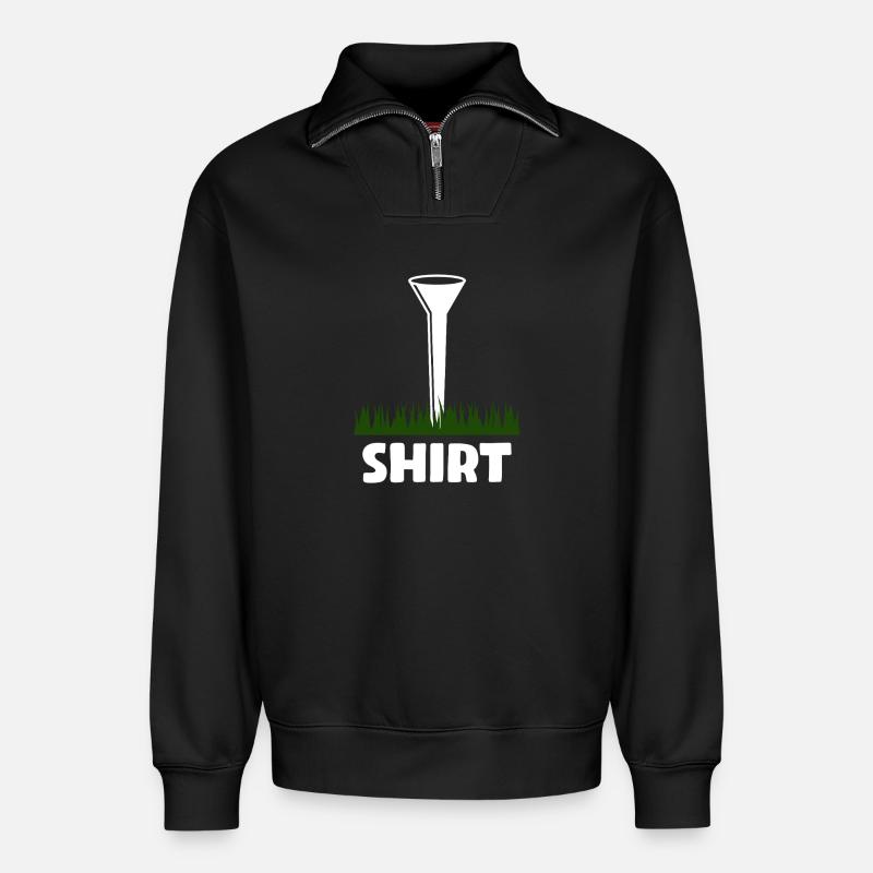 Golfeur Golf Golf - Sweat unisexe décontracté en coton biologique à demi-zip – de SPREAD - noir
